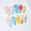 10PC 3D Floral Press-On Nails, French Style Almond short Tips,