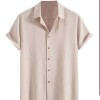 Men's Wrinkle Textured Button Down Shirts Short Sleeves Casual Summer