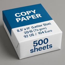 1 Ream Printer Paper | 8.5 x 11 Paper | Office 20 lb | 1 Ream - 500 Sheets | 92 Bright | Made in USA - FSC Certified | 172160R