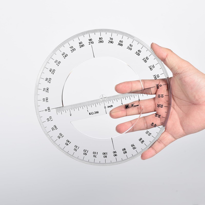 2 PCS 360 Full Circle Protractor, 20cm Plastic Math Measuring
