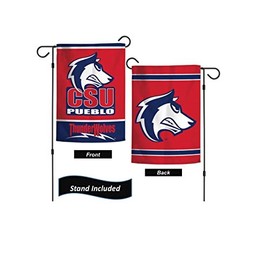 CSU-Pueblo ThunderWolves Garden Flag Set With Stand, Printed in the USA, 12.5" x 18" College Flag With Three Piece Steel Yard Flag Stand Holder