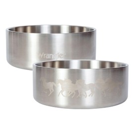 Wrangler Stainless Steel Dog Bowl – Heavy-Duty Double-Walled, Rust-Resistant, Non-Slip Silicone Base - Hygienic & Dishwasher Safe for Easy Cleaning (L)