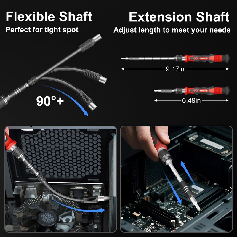 STREBITO Electric Screwdriver, 144-in-1 Precision Screwdriver Set, 120 Magnetic Bits,