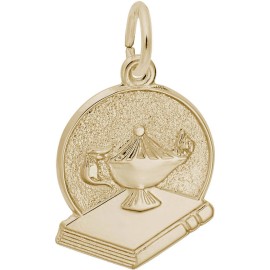 Rembrandt Lamp Of Learning Charm by Rembrandt 10K or 14K Gold or Sterling Silver - Gold Plated Sterling Silver