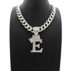iJewelry2 Kings and Queens Crowned Letter E Crystals Pendant Silver-Tone
