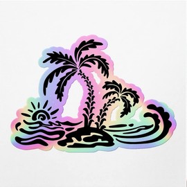 Holographic Decal Stickers of Palm and Sun Premium Waterproof Vinyl Decal Stickers for Laptop Phone Accessory Helmet Car Window Mug Tuber Cup Door Wall Decoration ANDVER359420bHO