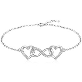 Heart Bracelet Infinity Bracelets for Women Sterling Silver 925 Adjustable Love Infinity Heart Jewelry for Birthday