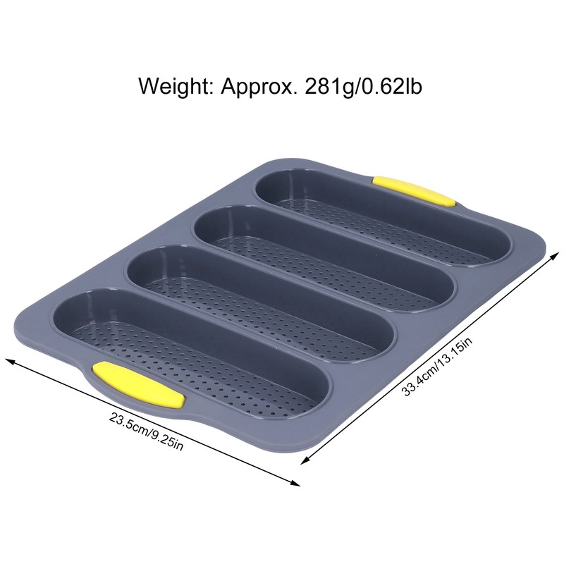 Baguette Mold 4 Grooves Silicone Soft Smooth Surface Bread Mould