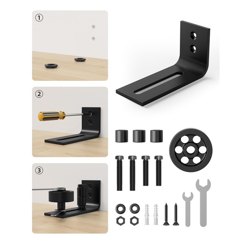 WINSOON Sliding Barn Door Floor Guide Wall Mounted Hardware for