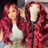 Burgundy Lace Front Wigs Human Hair 30 Inch Body Wave