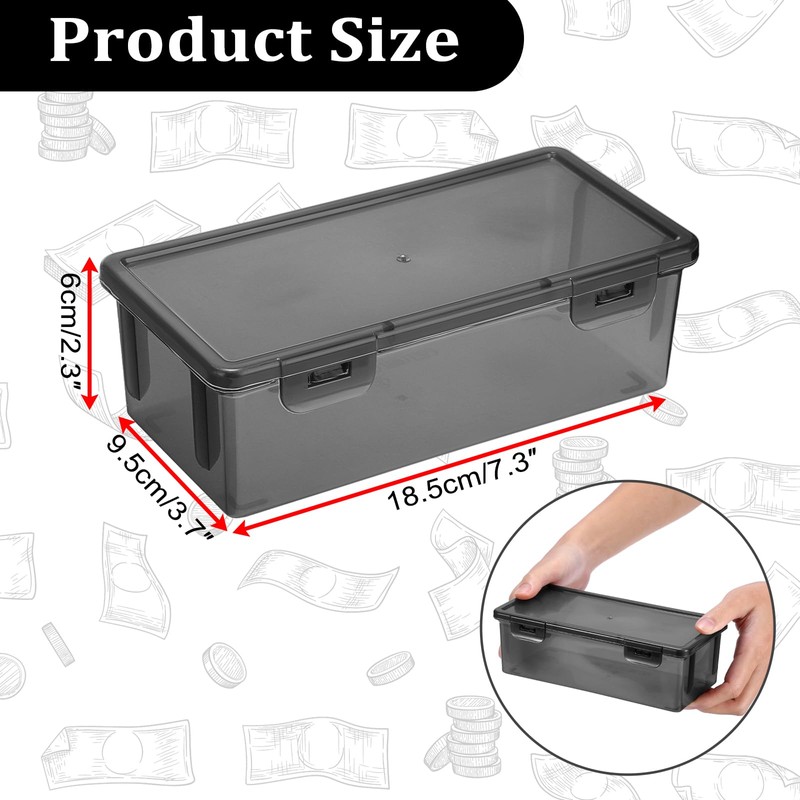 Hipiwe 2-Pack Plastic Cash Box Money Organizer Black Currency Tray