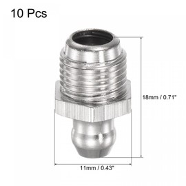 uxcell Nickel-Plated Brass Straight Grease Fitting G1/8 Thread 11mm Width Hydraulic Grease Fitting Accessories, 10Pcs