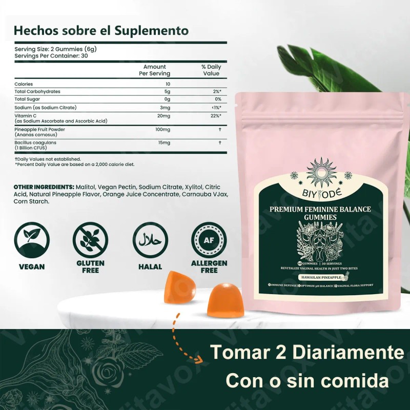 3pc Gomitas Para Equilibrio Hormonal Femenino, Sabor Piña