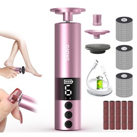 Electric Foot Callus Remover with Nano-Glass Head & 60pcs Sandpaper Discs(3 Sizes),2 in 1 Cordless Aluminum Callus Remover for Feet and Nail Care,Adjustable Speed Pedicure Tools for Dead Skin-Pink
