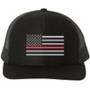 Thin Red Line USA Flag Snapback Trucker Hat Adjustable Mesh