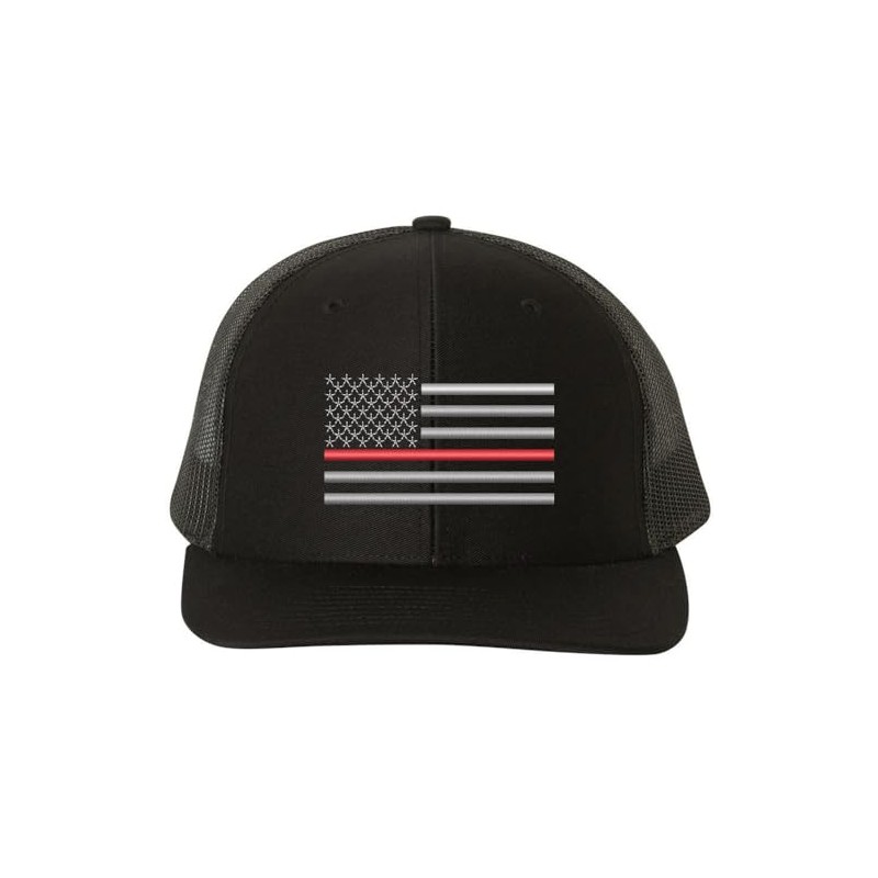 Thin Red Line USA Flag Snapback Trucker Hat Adjustable Mesh