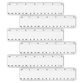 6 Pcs Clear Ruler,6 inch Ruler, Plastic Ruler, Drafting Tools, Rulers for Kids, Measuring Tools, Ruler Set, Ruler inches and Centimeters, Transparent Ruler, Small Ruler