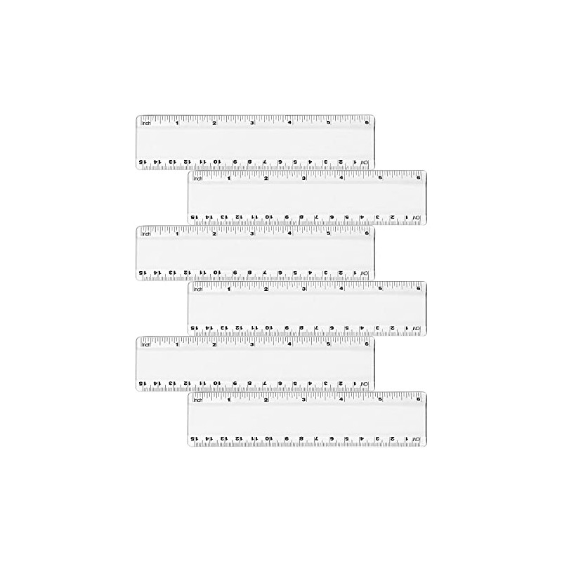6 Pcs Clear Ruler,6 inch Ruler, Plastic Ruler, Drafting Tools,