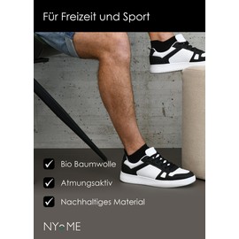 NYME Premium Trainer Socks Made of Organic Cotton - Men & Women - Pack of 6 and 10 - Short Breathable Socks - Ideal for Sports and Leisure - Size 35-50, Pack of 10 (black), 39 - 42