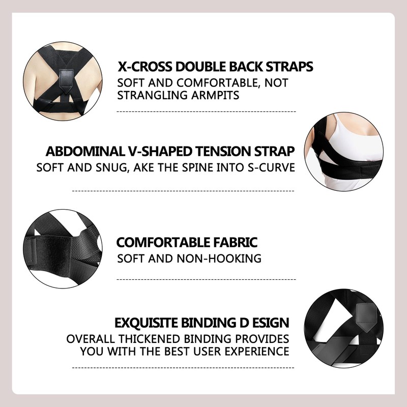 wokdsbl Posture Corrector Women & Men,Comfortable Elastic Adjustable Back Support