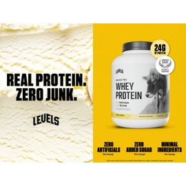 Levels Nutrition Levels Grass Fed Whey Protein Powder, No Artificials, 24G of Protein, Vanilla Bean, 5LB