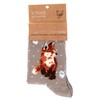 Wrendale Designs Wild Fox Grey Socks, Fox