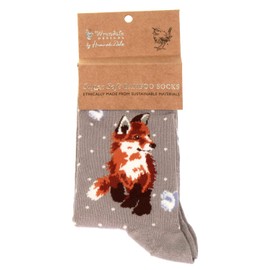 Wrendale Designs Wild Fox Grey Socks, Fox