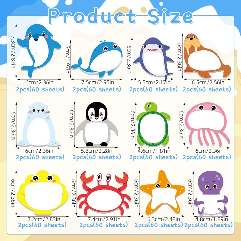 Pack of 24 Sticky Notes, Small Sticky Notes Children, Cute