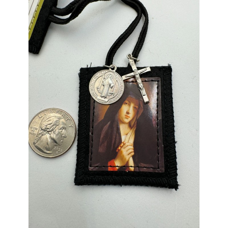 Seven Sorrows of Mary Scapular Black w/ St. Benedict and