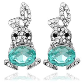 Rabbit Earrings Women Girls Easter Earrings Exquisite Easter Bunny Earrings Cute Stud Earrings Easter with Rhinestones Rabbit Easter Earrings for Holiday Accessories, Jewellery Gifts, Alloy,