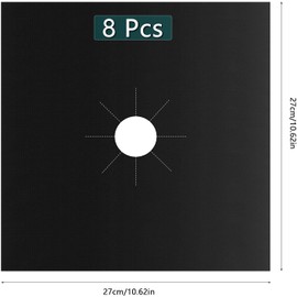 Gas Hob Protective Mats, Pack of 8 Gas Hob Protective Mats, Splash Guard Film Burner Cover Protector, Non-Slip Cleaning Mat Pad, Reusable, Non-Stick, Dishwasher Safe (27 x 27 cm)
