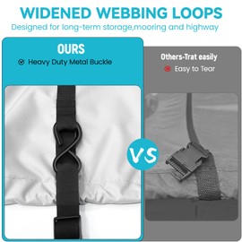 Cerumute Jon Boat Cover with Heavy Duty Metal Buckles,The Latest Composite Waterproof Technology Boat Covers for Jon 16ft,1200D with Hurricane Proof System&Motor Cove Suit for Trailer,Gray