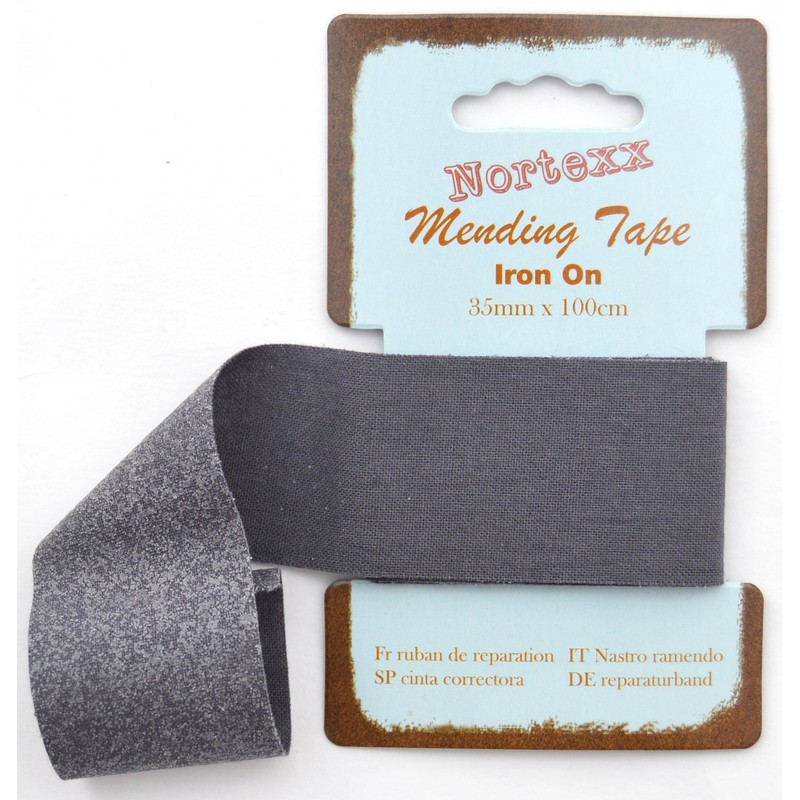 Nortexx Iron On Repair Tape-Dark Grey, 100% Cotton, 14 x