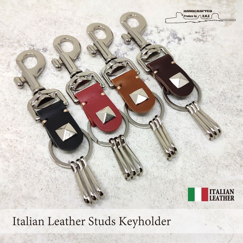 H.N.Z kil-026oya Key Holder, Genuine Leather, Italian Leather, Studs, Men's,