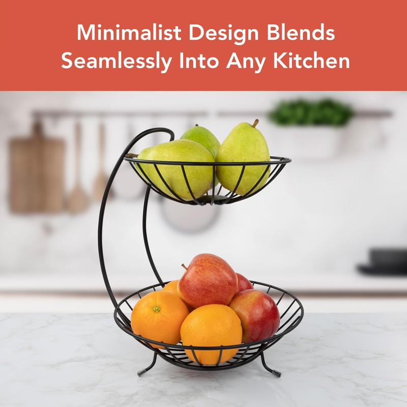 Spectrum Yumi 2 Tier Fruit Basket Server for Kitchen Counter