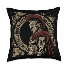 Sparta T-Shirt Spartan Fighter Helmet Leonidas Spartan Throw Pillow