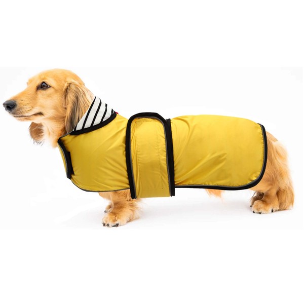 Dog Jacket Adjustable Lightweight Dachshund Raincoat with Reflective Straps and