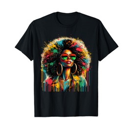Juneteenth Black Womens Queen Afro African Melanin Dripping T-Shirt