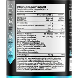 80 Billones de Probióticos 60 Cáp 11 diferentes Cepas. Cápsulas Veganas para 4 meses. Ingredientes naturales. 80 Billion Probiotics Platinum B Life.