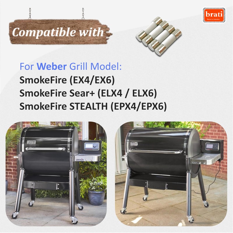 4-Pack Pellet Grill Fuse Replacement for Weber smokefire ex4/ex6 Wood