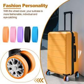 WALLFID 16PCS luggage wheel covers, Luggage wheel protective cover replacement, noise reduction, shockproof, durable, Fits most luggage or office chair casters (black)