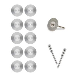 Mini Diamond Cutter Diameter 0.9 inch (22 mm) 10 Pieces with 2 3mm Axis Diamond Cutting Disc Diamond Bit Blade Set for Mini Router/Router/Router/Router Silver (No Round Hole)