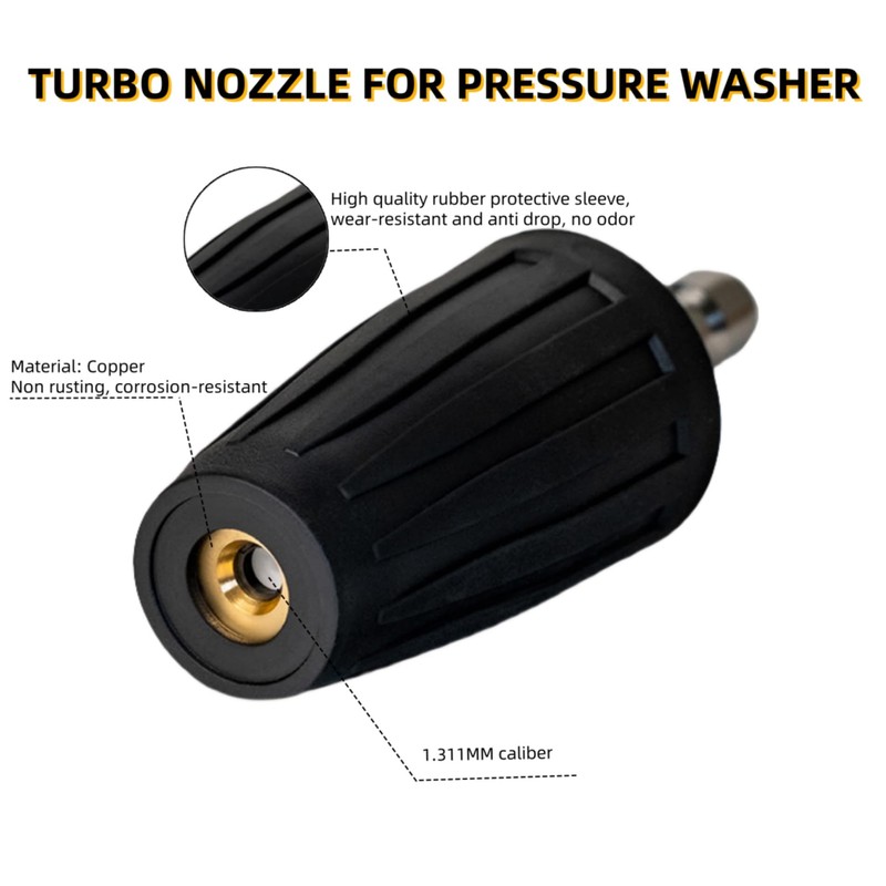 Rotating Turbo Nozzle Universal for Water Pressure Washer, Nozzle for