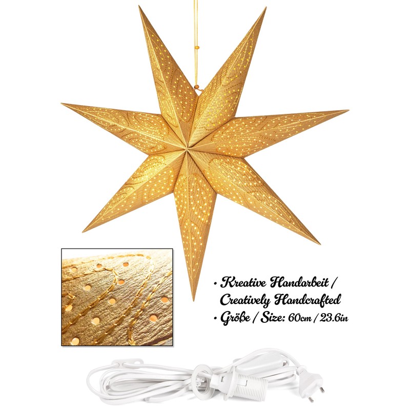 Brubaker 60 cm Paper Christmas Star for Hanging - Window