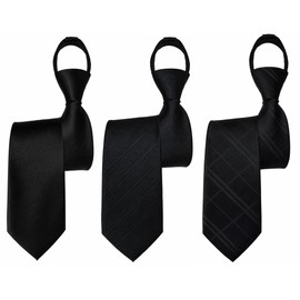 NASEBEMU One-Touch Tie for Men, 3-Second Attachment, Set of 3, No-Tie, Easy, Zipper Style, School Entrance Ceremony, Coming of Age Ceremony, Graduation, Job Hunting, Wedding, Funerals, Father's Day