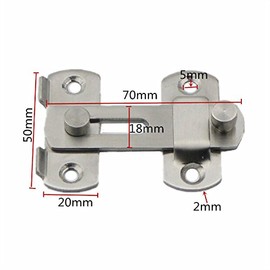 20 x 50 x 70 mm Stainless Steel Door Bolt Window Gate Push Lock Door Fitting Bolt Bolt