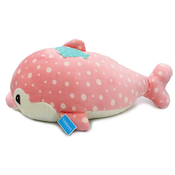 Vintoys Very Soft Pink Dolphin Big Hugging Pillow Plush Doll Fish Plush Toy Stuffed Animals 23.5"