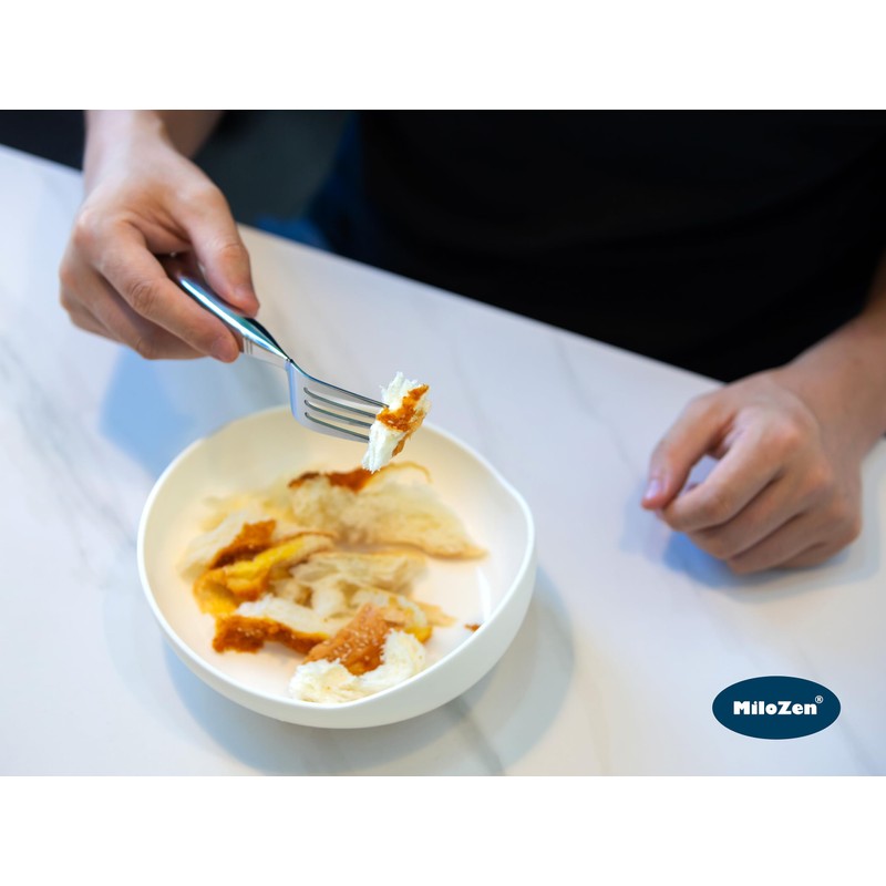 MiloZen Weighted Utensils for Hand Tremors, Adaptive Flatware Stainless Steel