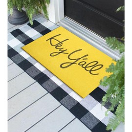 HLFMVWE Welcome Mats for Front Door Outdoor Entry Hey Y'all Doormat Non Slip Rubber Mat for Home Decor Indoor Farmhouse Funny Kitchen Heavy Duty Backing Mats Patio Yellow 28" x 18"