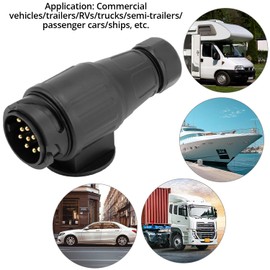 QWORK® 13 Pin Trailer Plug Waterproof 12V Plug 13 Pin Plug for Trucks, Vans, Motorhomes, Tractors, Boats and Trucks